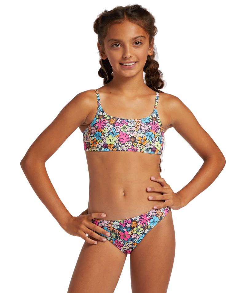 O'NEILL Girl's Scoop Neck Swimsuit - Swim Set for Girls with Matching  Bikini Top and Bottom, Multi Colored