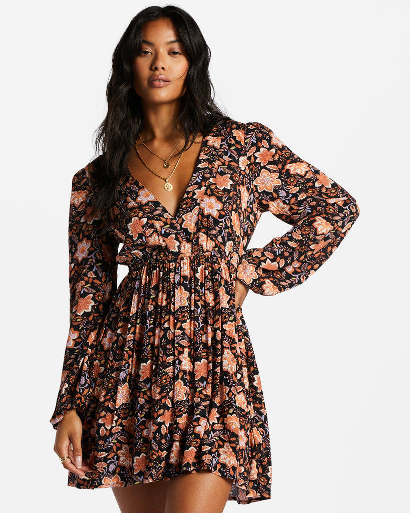 Billabong black cheap floral dress