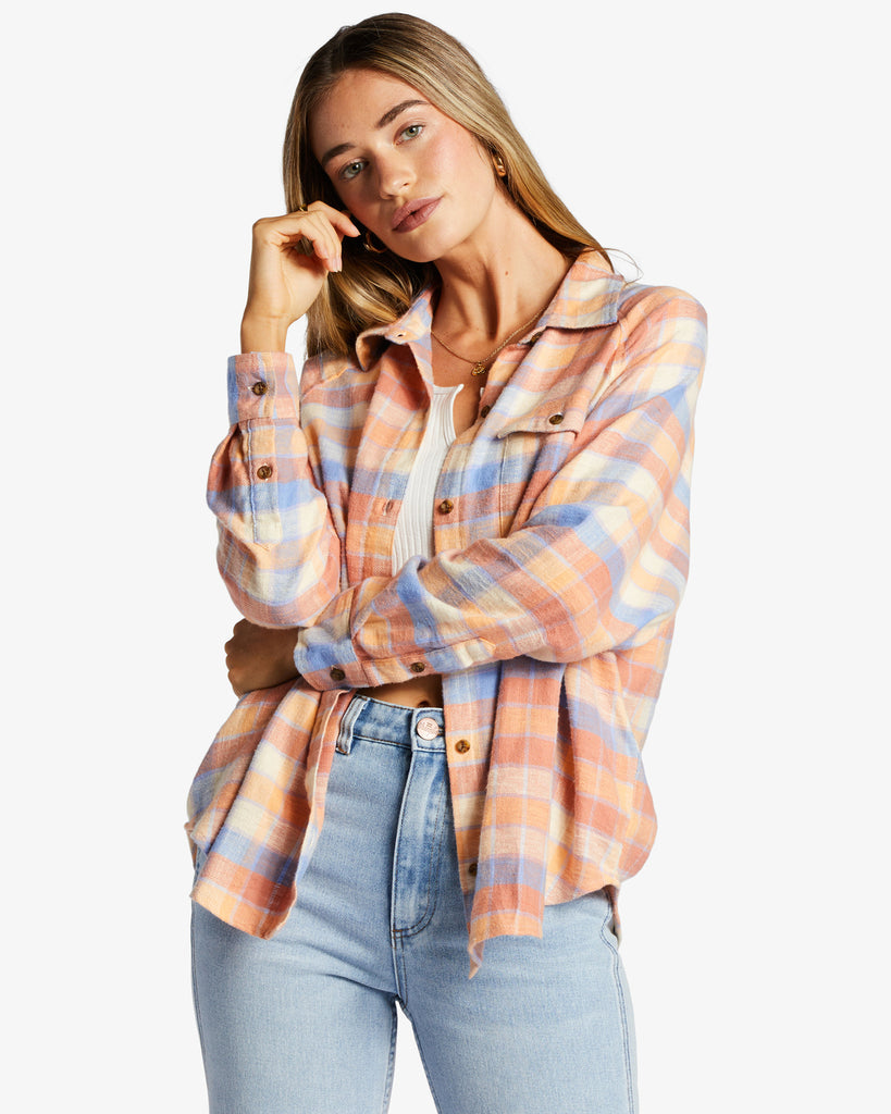 Women's Oversized Button-Down Flannel Shirt - Wild Fable™ Blue Plaid L