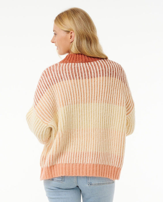 Rip Curl Soleil Rib Knit Crew Sweater-Burnt Red