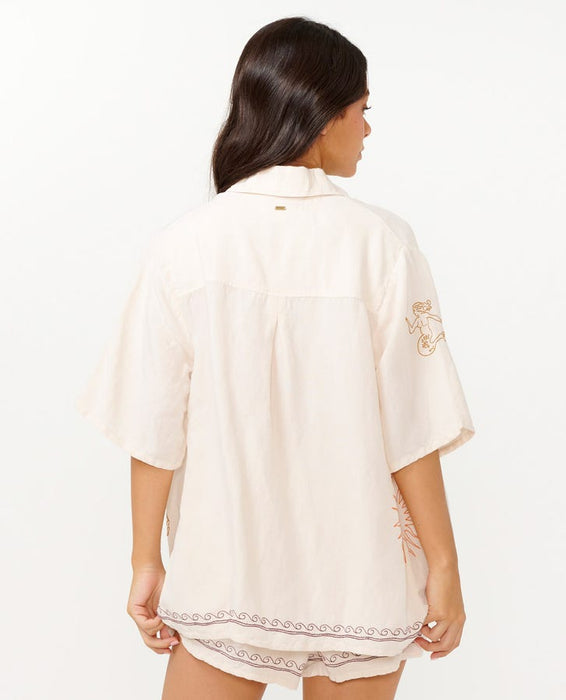 Rip Curl Beach Party Embroidered Shirt-Off White