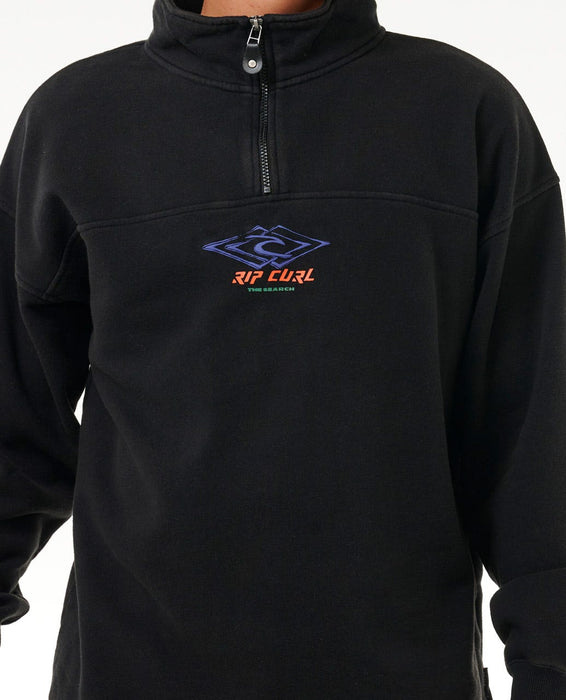 Rip Curl QuestÂ 1/4 Zip Crew Sweatshirt-Black