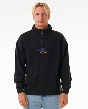 Rip Curl QuestÂ 1/4 Zip Crew Sweatshirt-Black