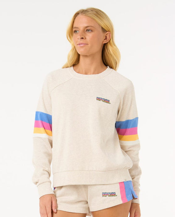 Rip Curl Las Dalias Raglan Crew Sweatshirt-Oatmeal Marle