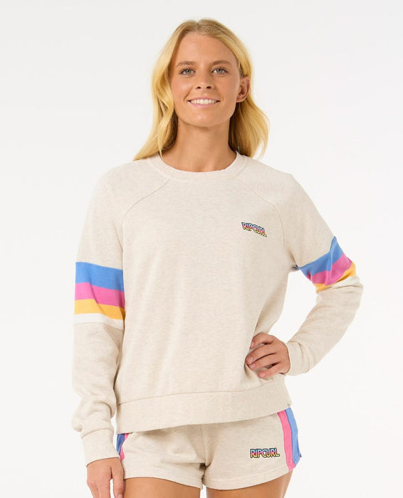 Rip Curl Las Dalias Raglan Crew Sweatshirt-Oatmeal Marle