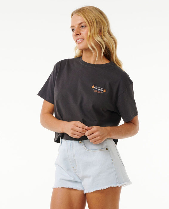 Rip Curl Coral Sands Crop Tee-Washed Black