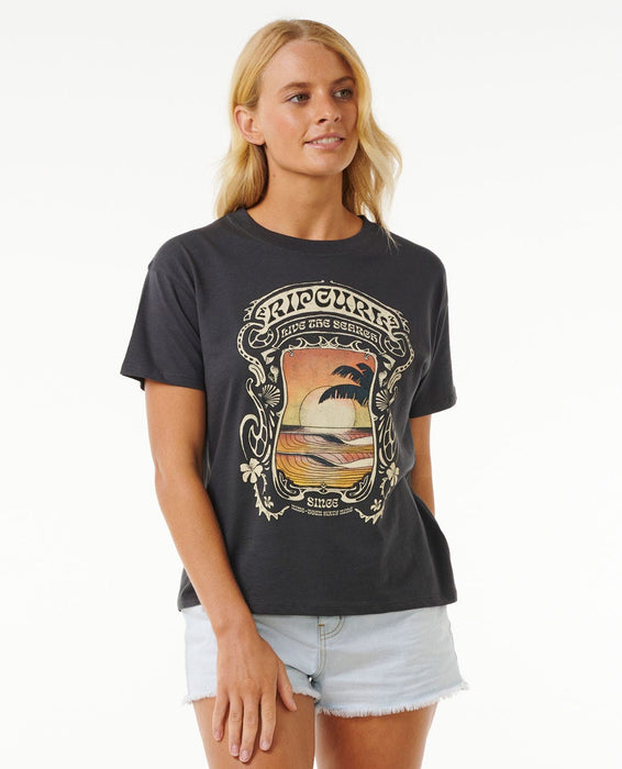 Rip Curl Sea Shells Relaxed Tee-Washed Black