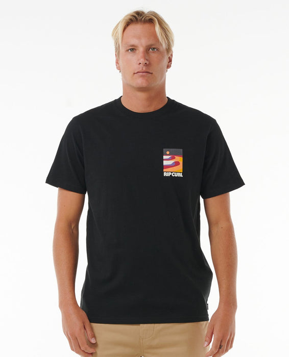 Rip Curl Surf Revival Lined Up Tee-Black