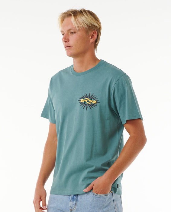 Rip Curl Quest Oval Burst Tee-Blue Stone