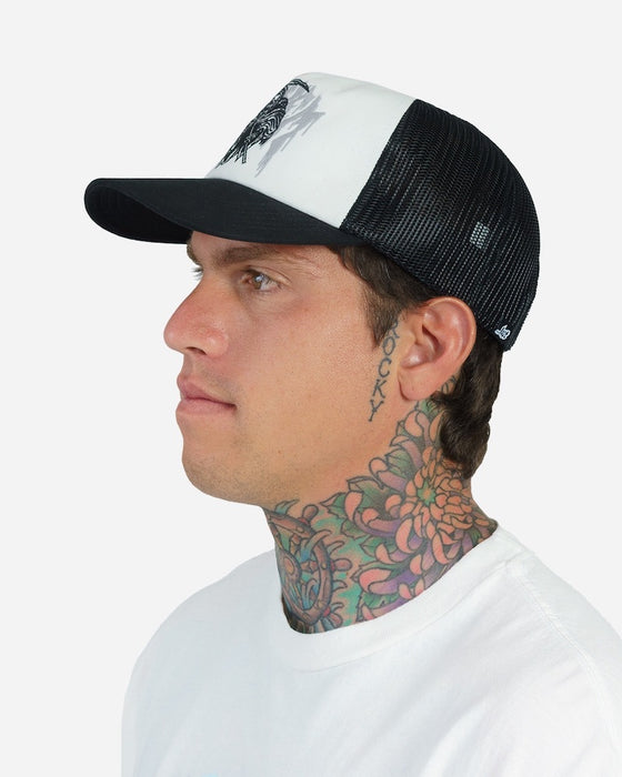 Lost Mayhem Reaper Trucker Hat-Black with White