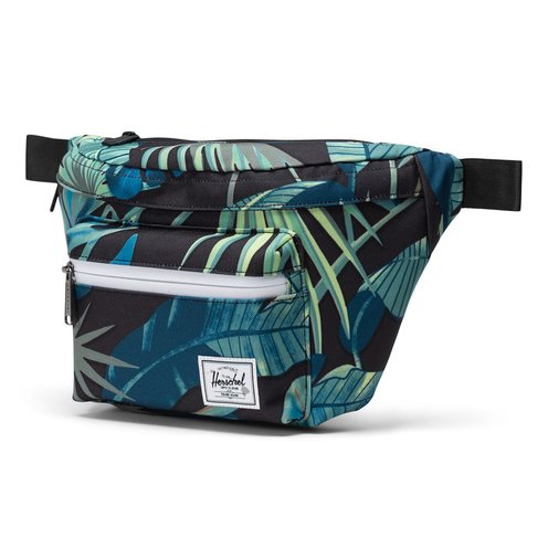 Herschel Pop Quiz Hip Bag-Black Palm Leaves