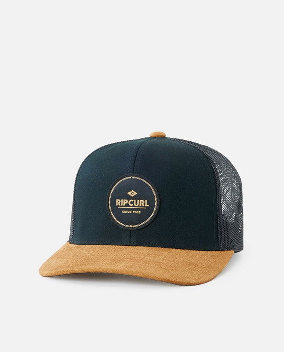 Rip Curl Routine Curve Trucker Hat-Black/Tan