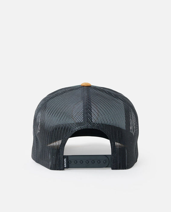 Rip Curl Routine Curve Trucker Hat-Black/Tan