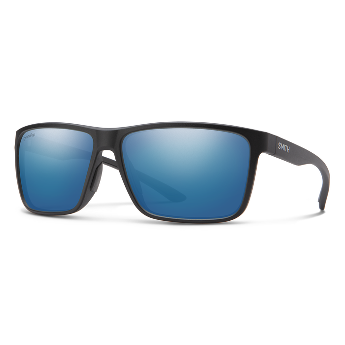 Smith Riptide Sunglasses-Matte Black/ChromaPop Glass Polar Blue Mirror