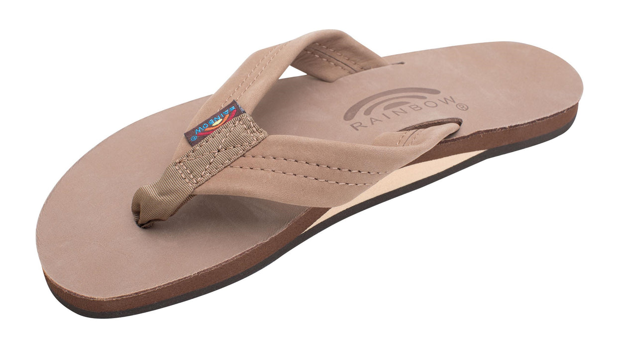 Rainbow Single Layer Leather Sandal-Dark Brown