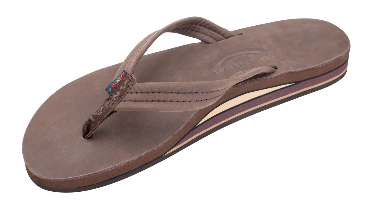 Rainbow Double Layer Leather 3/4" Sandal-Expresso