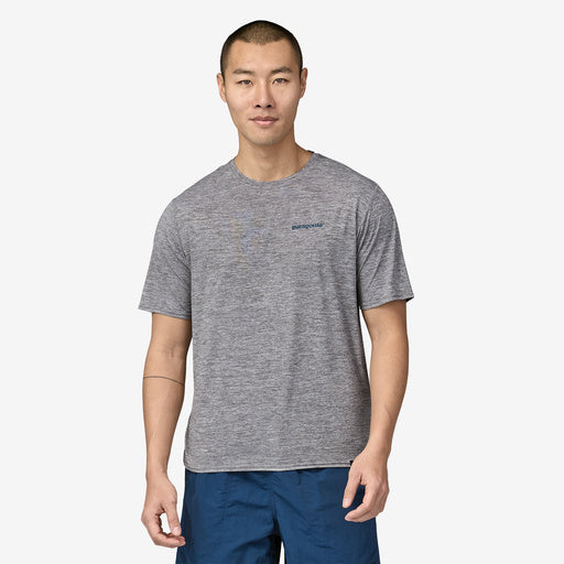 Patagonia Cap Cool Daily Graphic Tee-Boardshort Logo Abalone Blue: Feather Grey