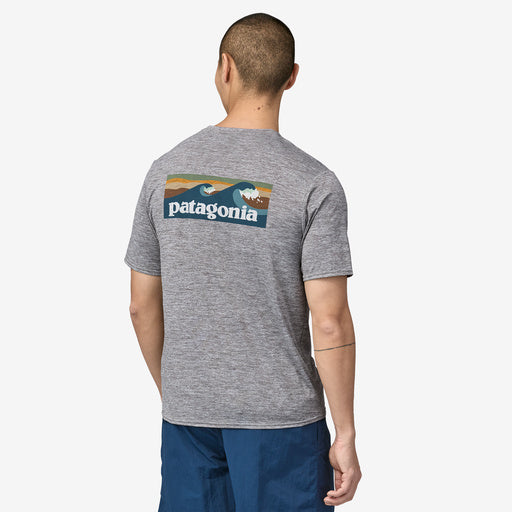 Patagonia Cap Cool Daily Graphic Tee-Boardshort Logo Abalone Blue: Feather Grey