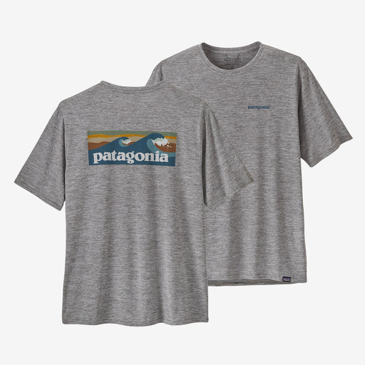 Patagonia Cap Cool Daily Graphic Tee-Boardshort Logo Abalone Blue: Feather Grey