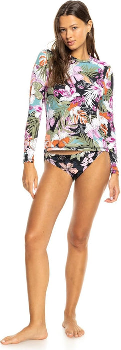 Roxy Sea Skippin PT LS Lycra Rashguard-Anthracite Moody Tropical