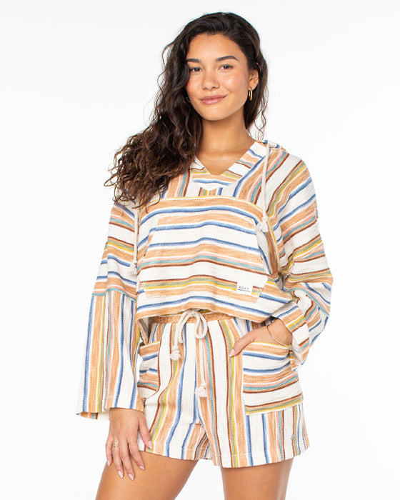 Roxy Rich Coast Stripe Sweatshirt-Camel