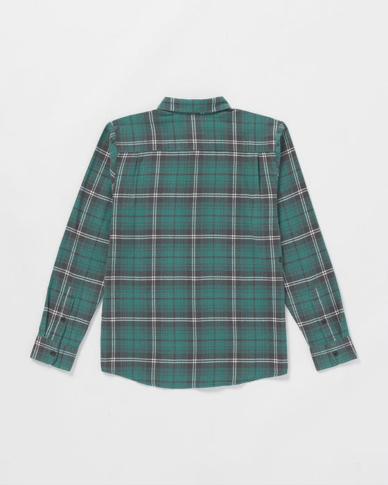 Volcom Caden Plaid L/S Shirt-Sea Green