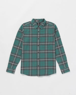 Volcom Caden Plaid L/S Shirt-Sea Green