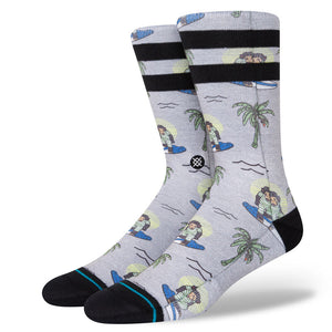 Stance Surfin Monkey Crew Socks-White