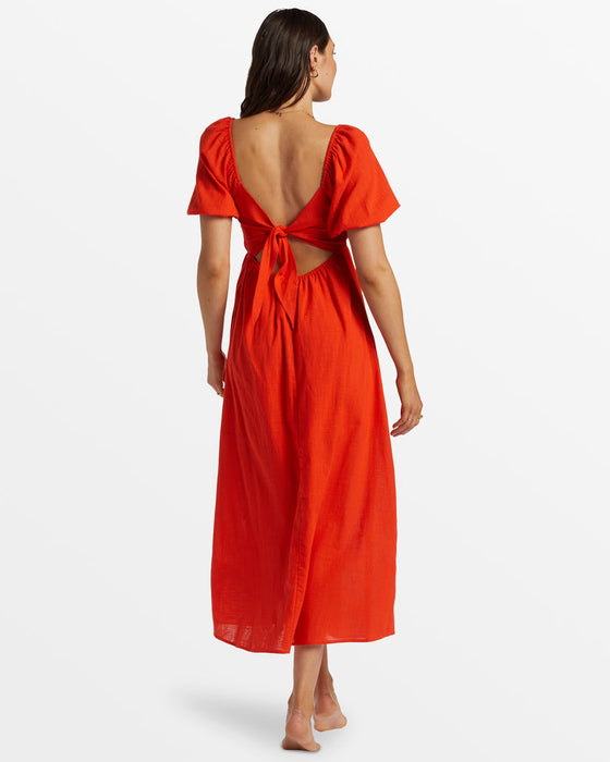 Billabong Love Fade Dress-Sunset Red