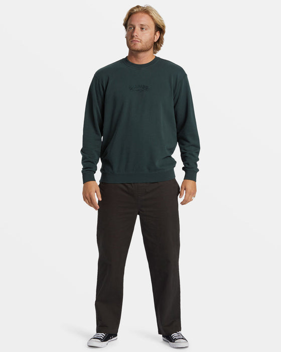 Billabong Wave Washed Crew Sweatshirt-Forest Green