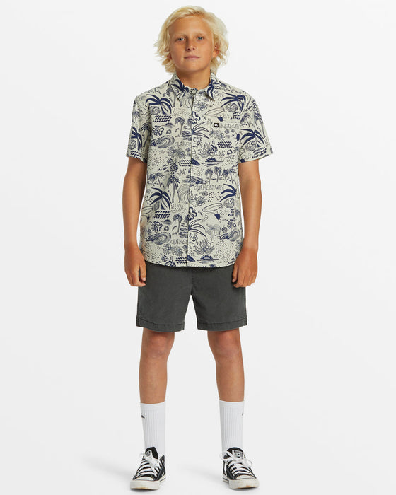 Quiksilver Youth Apero Flow Classic S/S Shirt-Silver Birch