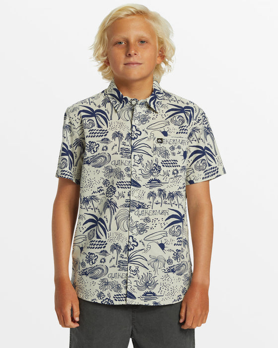 Quiksilver Youth Apero Flow Classic S/S Shirt-Silver Birch