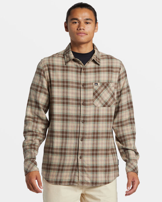 Quiksilver Ensign Classic Flannel L/S Shirt-Dark Brown