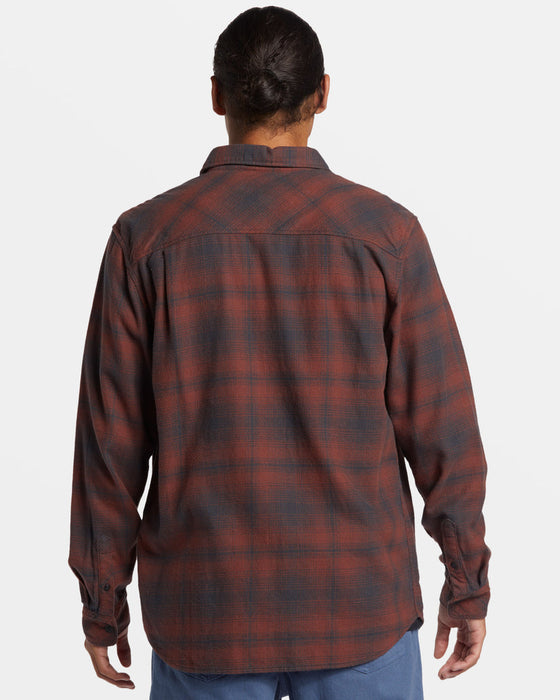 Quiksilver Lago Stretch Flannel L/S Shirt-Brown Stone