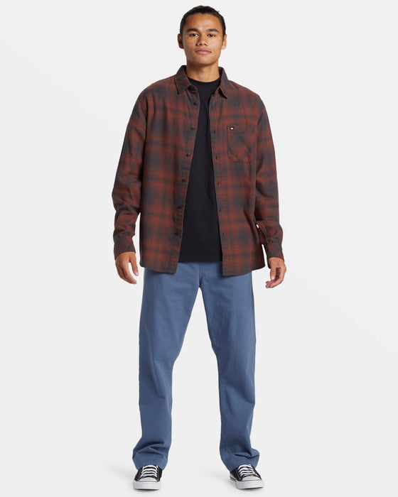 Quiksilver Lago Stretch Flannel L/S Shirt-Brown Stone