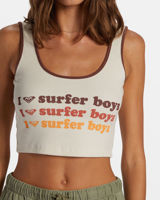 Roxy I Heart Surfer Boys Dive In Tank-Parchment