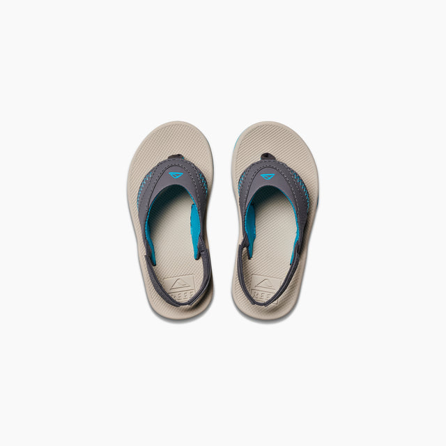 Reef Little Fanning Sandal-Grey/Aqua/Oak