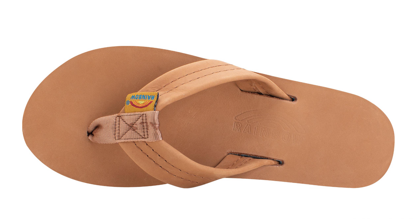 Rainbow Women's Single Layer 1" Strap Sandal-Premier Tan w/Blue