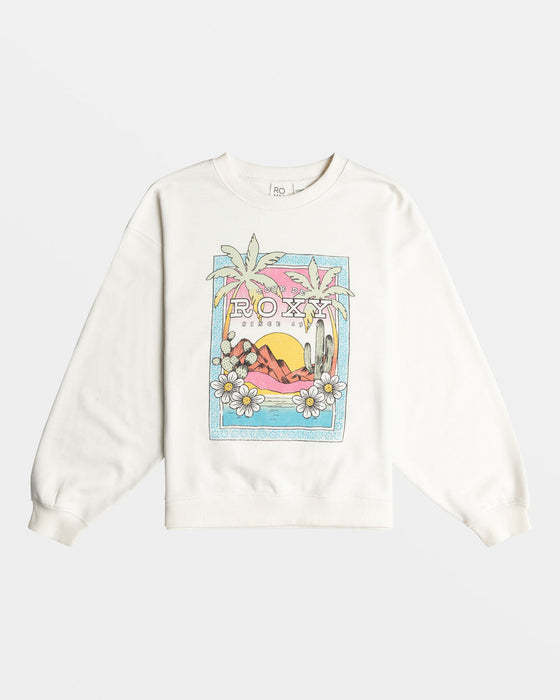 Roxy Girls Lineup Crew Terry Sweatshirt-Snow White