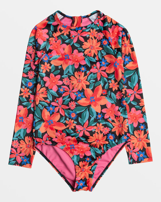 Roxy Girls Floral Fiesta L/S One Piece-Anthracite