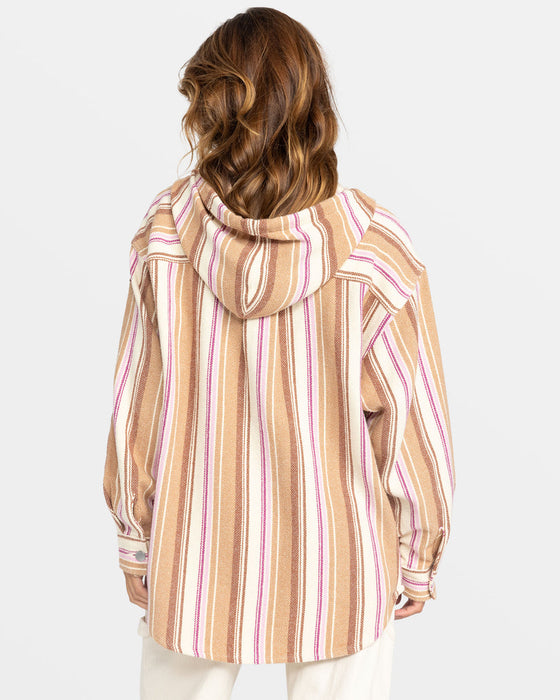 Roxy Sunlight Rider L/S Shirt-Camel Coastal Stripe