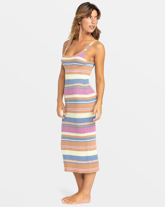 Roxy Playa Del Amor Dress-Camel Swithback Stripe