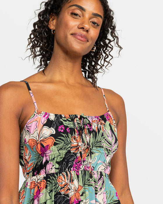 Roxy La Vida Mini Dress-Phantom Moody Tropical