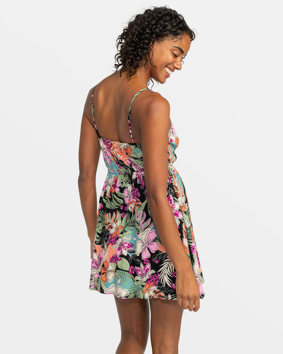 Roxy La Vida Mini Dress-Phantom Moody Tropical