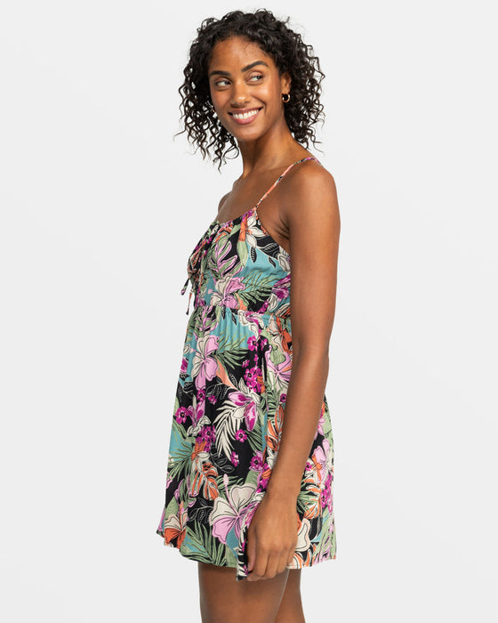 Roxy La Vida Mini Dress-Phantom Moody Tropical