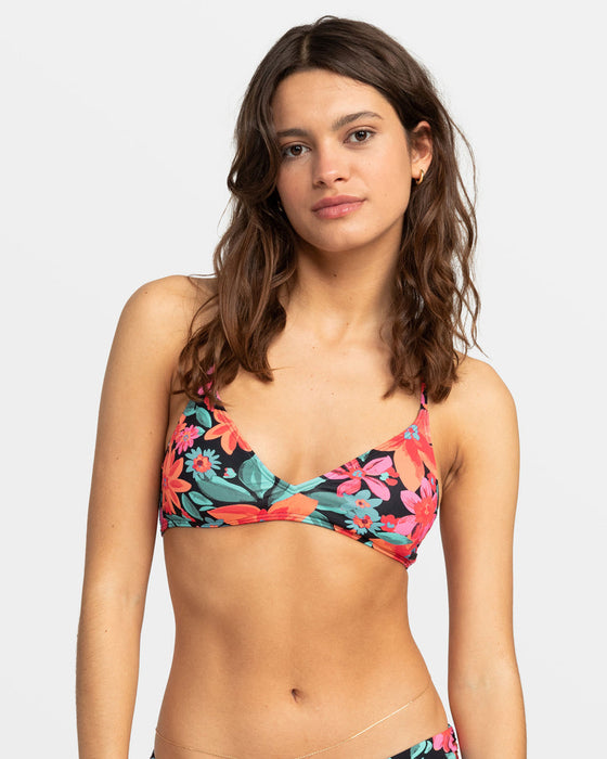 Roxy PT Beach Classics Strappy Bra Top-Anthracite Floral Fiesta Big