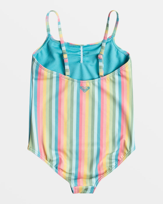 Roxy Girls Rainbow Stripe One Piece-Maui Blue