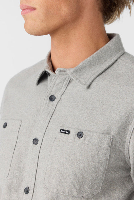 O'Neill Breakwater Solid  Flannel L/S Shirt-Light Grey