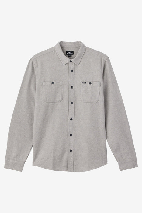 O'Neill Breakwater Solid  Flannel L/S Shirt-Light Grey