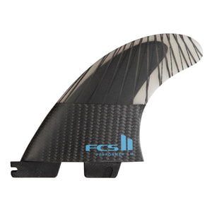 FCS Performer PC Carbon Tri Fin Set-Black/Teal-Large